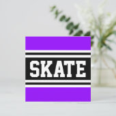 SCHAATS Fun Heldere Paarse Zwart Wit Racing Stripe Aankondiging (Staand voorkant)
