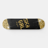 Schaats Girl Black Gold Glitter Girly Persoonlijk Persoonlijk Skateboard (Horizontaal)