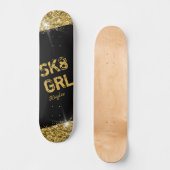 Schaats Girl Black Gold Glitter Girly Persoonlijk Persoonlijk Skateboard (Voorkant)