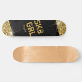 Schaats Girl Black Gold Glitter Girly Persoonlijk Persoonlijk Skateboard (Horizontaal)