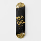 Schaats Girl Black Gold Glitter Girly Persoonlijk Persoonlijk Skateboard (Voorkant)