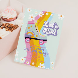 Schaats groovy Retro Regenboog Verjaardag Kaart