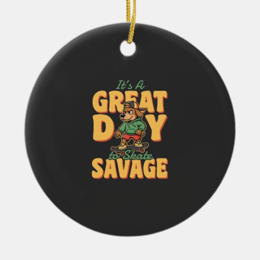 Schaats Hond Grote Dag Wilde Keramisch Ornament (Voorkant)
