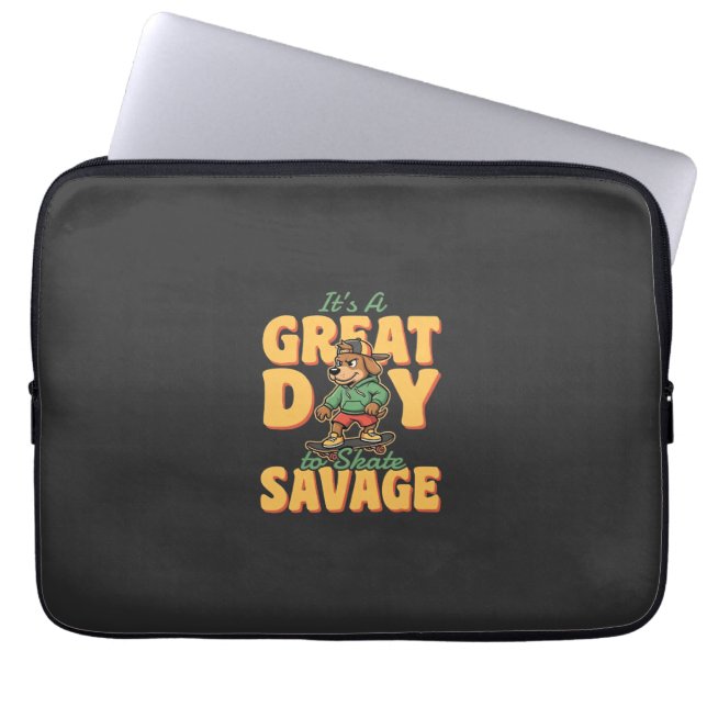 Schaats Hond Grote Dag Wilde Laptop Sleeve (Voorkant)