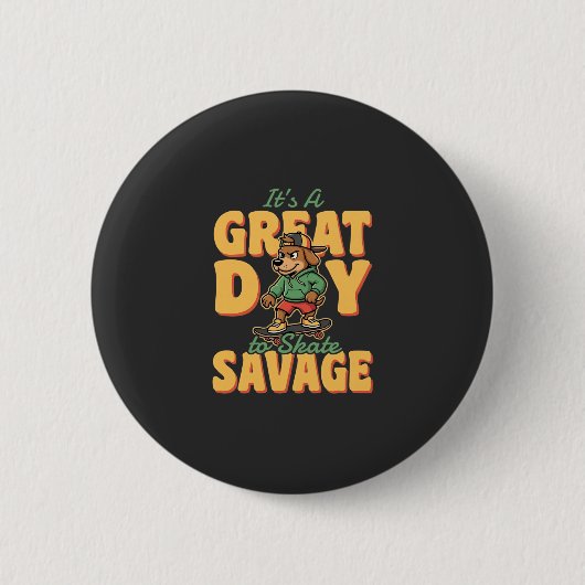 Schaats Hond Grote Dag Wilde Ronde Button 5,7 Cm (Voorkant)