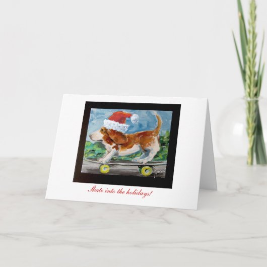 Schaats in het wenskaart van de Vakantie. Feestdagen Kaart (Voorkant)