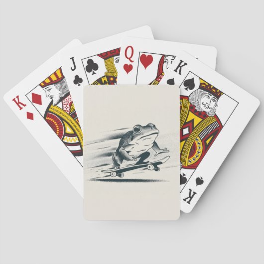 Schaats Kikker – Vintage Actie Dier Kunst Pokerkaarten (Achterkant)