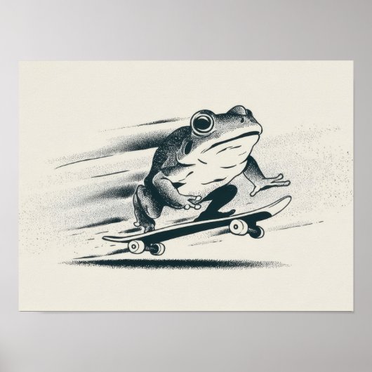 Schaats Kikker – Vintage Actie Dier Kunst Poster (Voorkant)