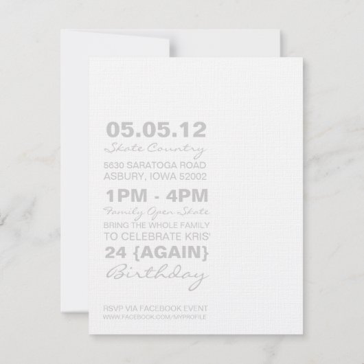 Schaats Legs-uitnodigingen Kaart (Achterkant)