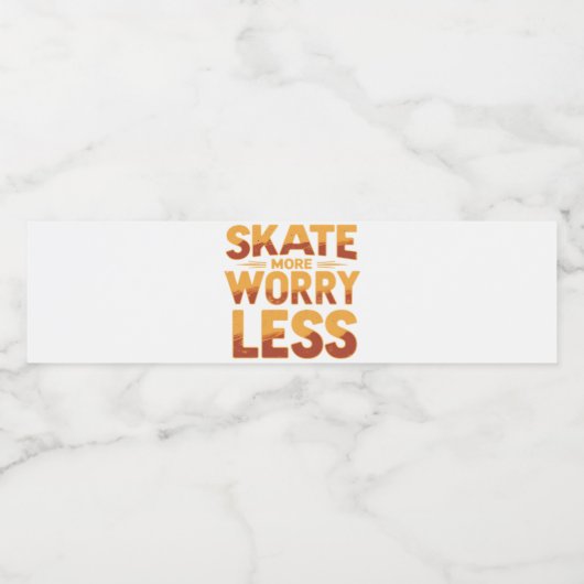 Schaats Meer, minder zorgen Retro Skateboarden Quo Waterfles Etiket (Enkel label)