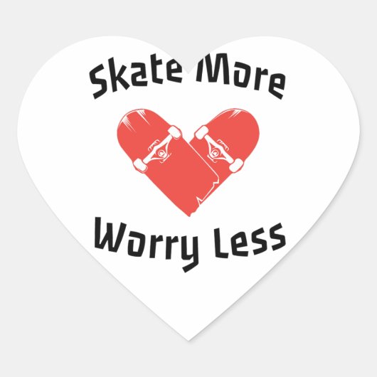 Schaats Meer Zorgen Minder - Grappig Schaatsen Hart Sticker (Voorkant)