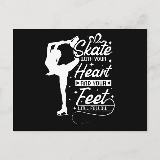 Schaats met je hart, ijsschaatsen briefkaart (Voorkant)