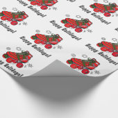 Schaats met kerstrollen: prettige feestdagen cadeaupapier (Hoek)
