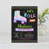 Schaats met rolschaatsen op feestdag kaart (Staand voorkant)