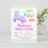 Schaats met rolschaatsen op feestdag kaart (Staand voorkant)