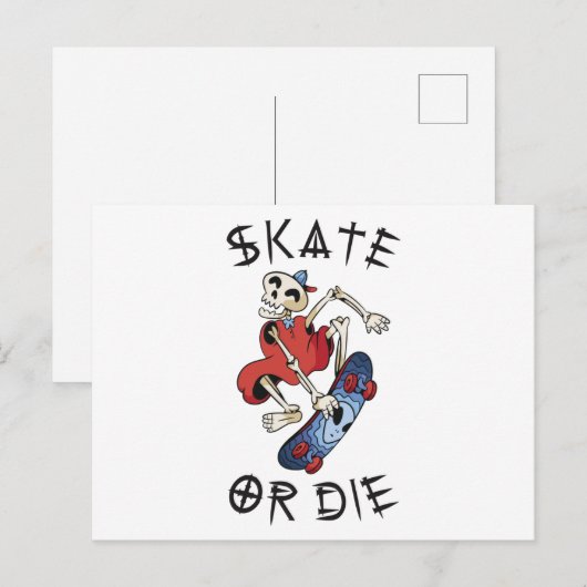 Schaats of die grappige Skeleton Skateboarder Briefkaart (Voorkant / Achterkant)