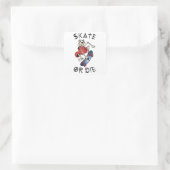 Schaats of die grappige Skeleton Skateboarder Vierkante Sticker (Tas)