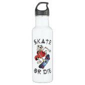 Schaats of die grappige Skeleton Skateboarder Waterfles (Voorkant)