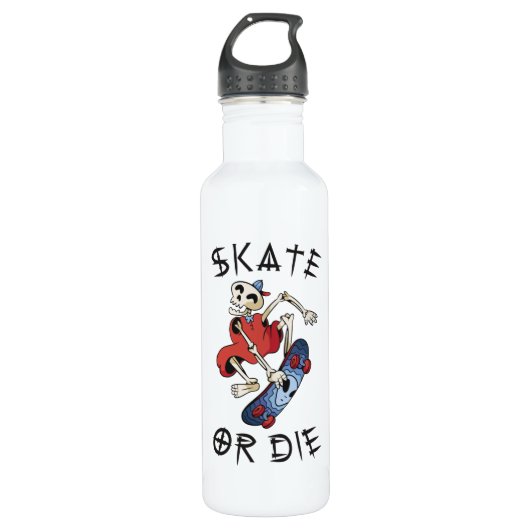 Schaats of die grappige Skeleton Skateboarder Waterfles (Voorkant)