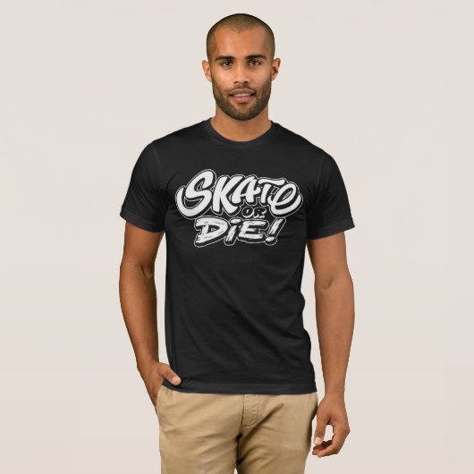 Schaats of Die - Retro Typografie T-shirt (Voorkant volledig)