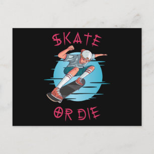 Schaats of die Skateboarder Boy Briefkaart