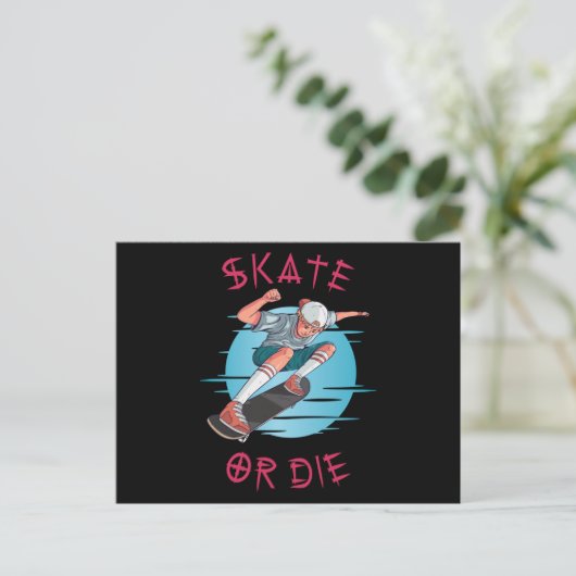 Schaats of die Skateboarder Boy Briefkaart (Staand voorkant)