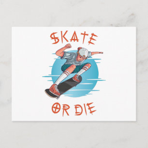 Schaats of die Skateboarder Boy Briefkaart