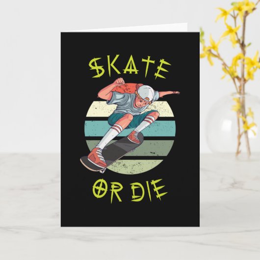 Schaats of die Skateboarder Boy Kaart (Gele Bloem)