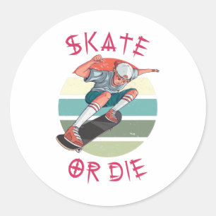 Schaats of die Skateboarder Boy Ronde Sticker
