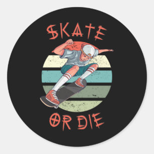 Schaats of die Skateboarder Boy Ronde Sticker