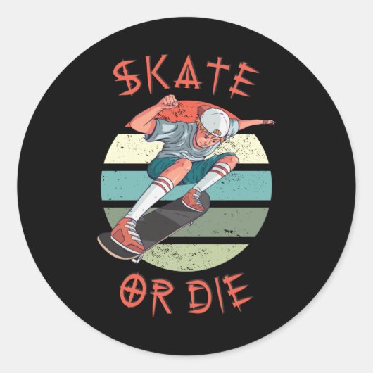 Schaats of die Skateboarder Boy Ronde Sticker (Voorkant)