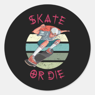 Schaats of die Skateboarder Boy Ronde Sticker
