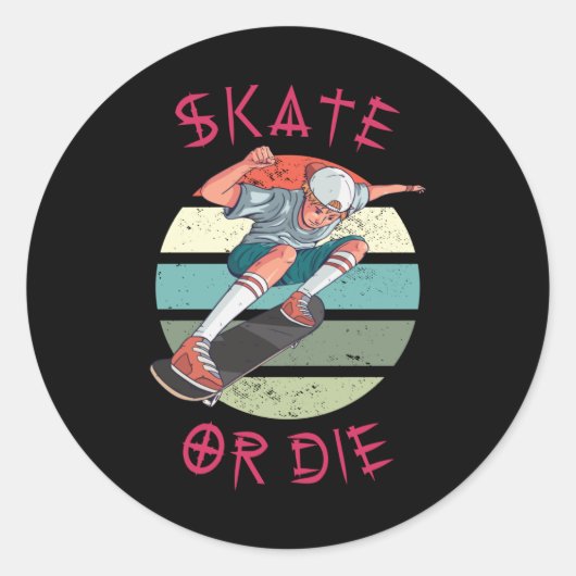 Schaats of die Skateboarder Boy Ronde Sticker (Voorkant)