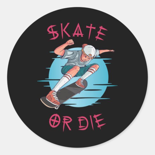 Schaats of die Skateboarder Boy Ronde Sticker (Voorkant)