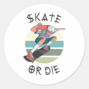 Schaats of die Skateboarder Boy Ronde Sticker