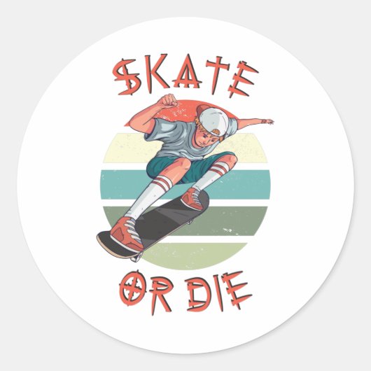 Schaats of die Skateboarder Boy Ronde Sticker (Voorkant)