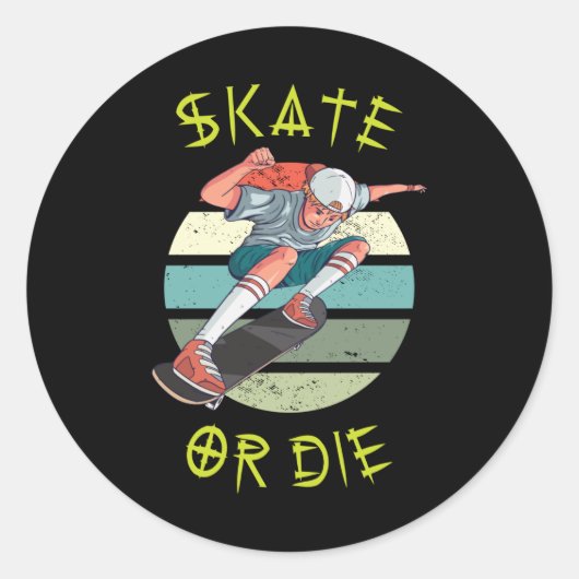 Schaats of die Skateboarder Boy Ronde Sticker (Voorkant)