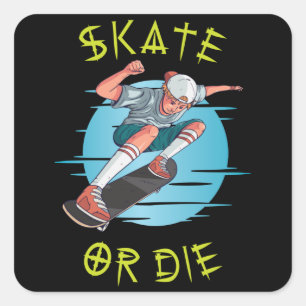 Schaats of die Skateboarder Boy Vierkante Sticker
