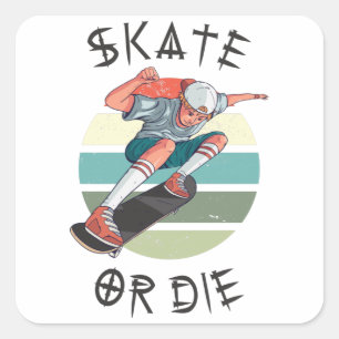 Schaats of die Skateboarder Boy Vierkante Sticker