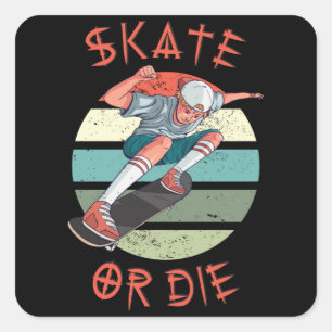 Schaats of die Skateboarder Boy Vierkante Sticker