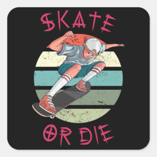 Schaats of die Skateboarder Boy Vierkante Sticker