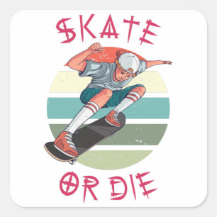 Schaats of die Skateboarder Boy Vierkante Sticker