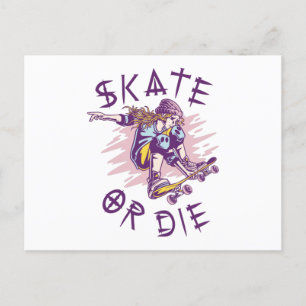 Schaats of die Skateboarder Girl Briefkaart