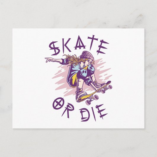 Schaats of die Skateboarder Girl Briefkaart (Voorkant)