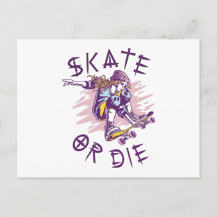 Schaats of die Skateboarder Girl Briefkaart