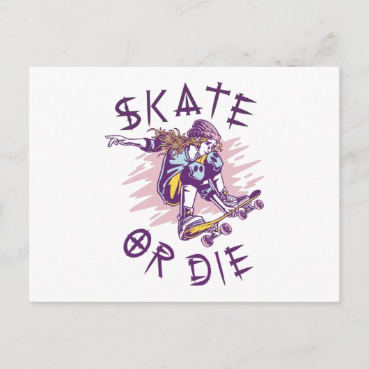 Schaats of die Skateboarder Girl Briefkaart (Voorkant)