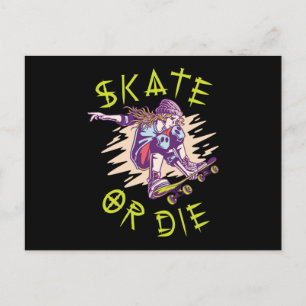 Schaats of die Skateboarder Girl Briefkaart
