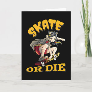 Schaats of die Skateboarder Girl Kaart