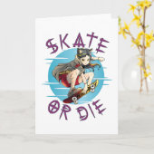 Schaats of die Skateboarder Girl Kaart (Gele Bloem)