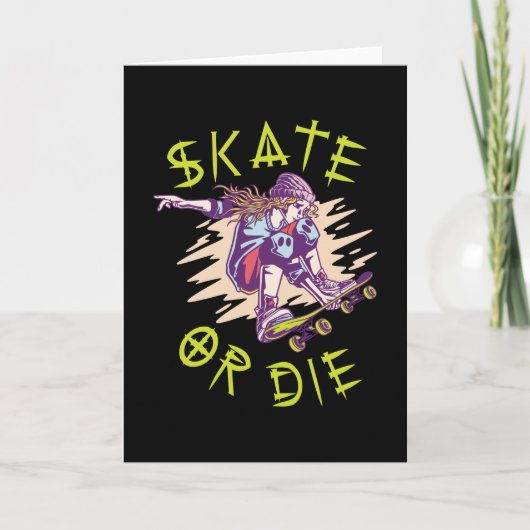 Schaats of die Skateboarder Girl Kaart (Voorkant)